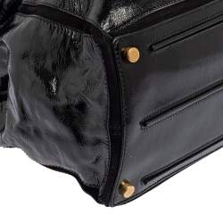 Yves Saint Laurent Black Patent Leather Large Muse Top Handle Bag