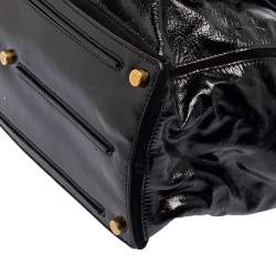 Yves Saint Laurent Black Patent Leather Large Muse Top Handle Bag
