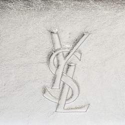 Pre Owned حقيبة كلتش إيف سان لوران بل دو جور جلد فضي ميتاليك 