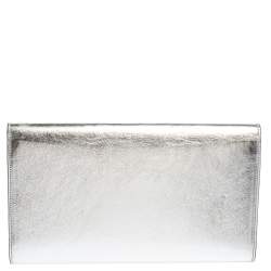 Pre Owned حقيبة كلتش إيف سان لوران بل دو جور جلد فضي ميتاليك 