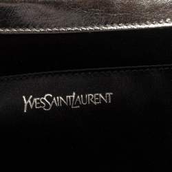 Pre Owned حقيبة كلتش إيف سان لوران بل دو جور جلد فضي ميتاليك 