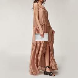 Pre Owned حقيبة كلتش إيف سان لوران بل دو جور جلد فضي ميتاليك 