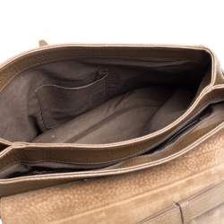 Pre Owned Yves Saint Laurent Dark Beige Leather Flap Top Handle Bag