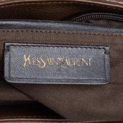 Pre Owned Yves Saint Laurent Dark Beige Leather Flap Top Handle Bag