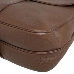 Pre Owned Yves Saint Laurent Dark Beige Leather Flap Top Handle Bag