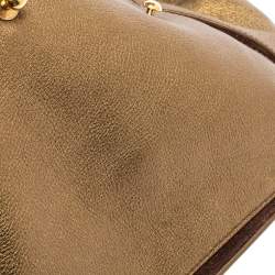 Yves Saint Laurent Metallic Gold Leather and Suede Medium Muse Top Handle Bag