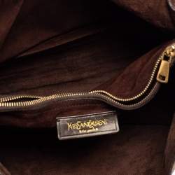 Yves Saint Laurent Metallic Gold Leather and Suede Medium Muse Top Handle Bag