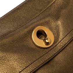 Yves Saint Laurent Metallic Gold Leather and Suede Medium Muse Top Handle Bag