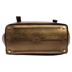 Yves Saint Laurent Metallic Gold Leather and Suede Medium Muse Top Handle Bag