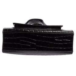 Pre Owned Yves Saint Laurent Black Croc Embossed Leather Tote