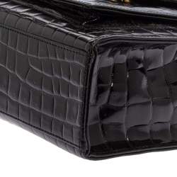 Pre Owned Yves Saint Laurent Black Croc Embossed Leather Tote