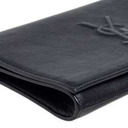 Pre Owned حقيبة كلتش إيف سان لوران بيل دو جور جلد أسود بقلاب 