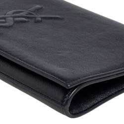 Pre Owned حقيبة كلتش إيف سان لوران بيل دو جور جلد أسود بقلاب 