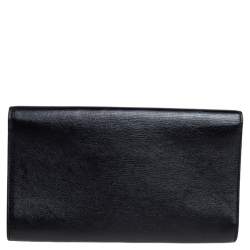 Pre Owned حقيبة كلتش إيف سان لوران بيل دو جور جلد أسود بقلاب 