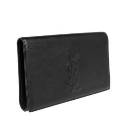 Pre Owned حقيبة كلتش إيف سان لوران بيل دو جور جلد أسود بقلاب 