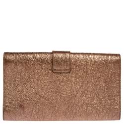 مملوكة مسبقًا حقيبة كلتش إيف سان لوران تشيك جلد مجعد وردي ميتاليك كبيرة