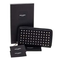 Pre Owned  Saint Laurent Black Studded Leather Wallet