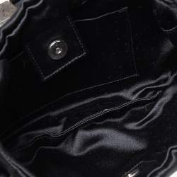 Pre Owned Yves Saint Laurent Black Satin Runching Rhinestones Hobo