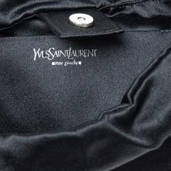 Pre Owned Yves Saint Laurent Black Satin Runching Rhinestones Hobo