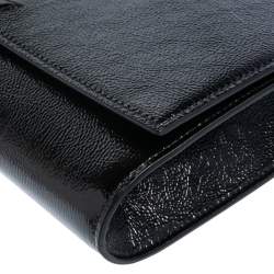 Pre Owned Yves Saint Laurent Black Patent Leather Belle De Jour Flap Clutch