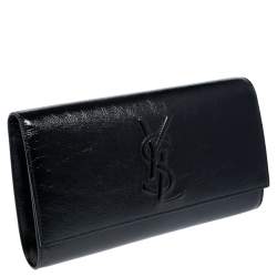 Pre Owned Yves Saint Laurent Black Patent Leather Belle De Jour Flap Clutch