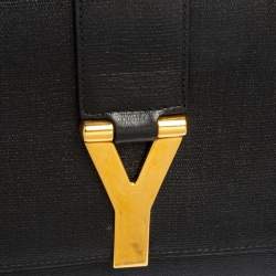 مملوكة مسبقًا Yves Saint Laurent Black Leather Large Chyc Clutch