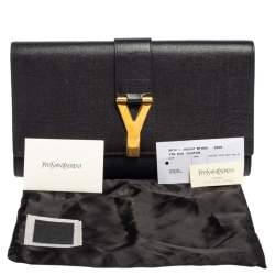 مملوكة مسبقًا Yves Saint Laurent Black Leather Large Chyc Clutch