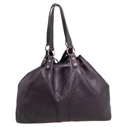 Pre Owned Yves Saint Laurent Purple/Bronze Leather Neo Reversible Shopper Tote