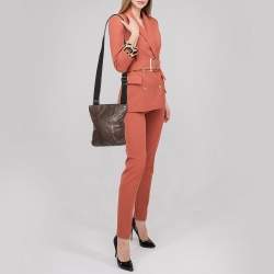 Pre Owned Yves Saint Laurent Grey Leather Messenger Bag