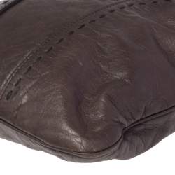 Pre Owned Yves Saint Laurent Grey Leather Messenger Bag