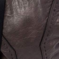 Pre Owned Yves Saint Laurent Grey Leather Messenger Bag