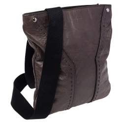 Pre Owned Yves Saint Laurent Grey Leather Messenger Bag