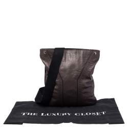 Pre Owned Yves Saint Laurent Grey Leather Messenger Bag
