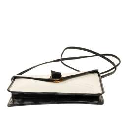 مملوكة مسبقًا Yves Saint Laurent White/Blue Vintage Coated Canvas And Leather Shoulder Bag