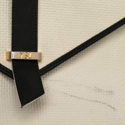 مملوكة مسبقًا Yves Saint Laurent White/Blue Vintage Coated Canvas And Leather Shoulder Bag