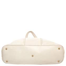 Pre Owned Yves Saint Laurent Cream Leather Large Muse Bag