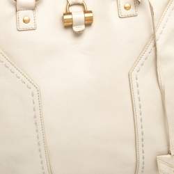 Pre Owned Yves Saint Laurent Cream Leather Large Muse Bag