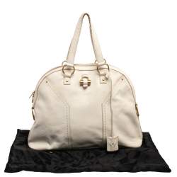 Pre Owned Yves Saint Laurent Cream Leather Large Muse Bag