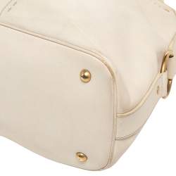 Pre Owned Yves Saint Laurent Cream Leather Large Muse Bag