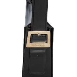 Pre Owned حقيبة كتف إيف سان لوران فينتاج جلد أسود بقلاب