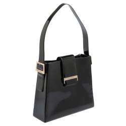 Pre Owned حقيبة كتف إيف سان لوران فينتاج جلد أسود بقلاب