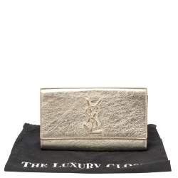 Pre Owned Yves Saint Laurent Metallic Gold Leather Belle De Jour Flap Clutch