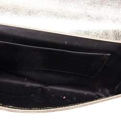 Pre Owned Yves Saint Laurent Metallic Gold Leather Belle De Jour Flap Clutch