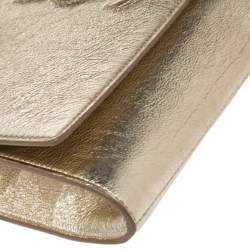 Pre Owned Yves Saint Laurent Metallic Gold Leather Belle De Jour Flap Clutch