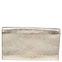 Pre Owned Yves Saint Laurent Metallic Gold Leather Belle De Jour Flap Clutch