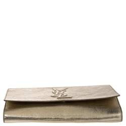 Pre Owned Yves Saint Laurent Metallic Gold Leather Belle De Jour Flap Clutch