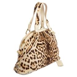 مملوكة مسبقًا Yves Saint Laurent Brown/Cream Calf Hair And Leather Medium Muse Satchel