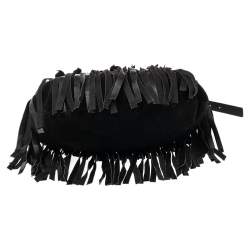 Pre Owned Yves Saint Laurent  Black Suede and Leather Fringe Mombasa Hobo