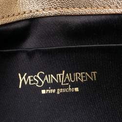 Pre Owned Yves Saint Laurent Metallic Gold Leather Small Belle De Jour Flap Clutch