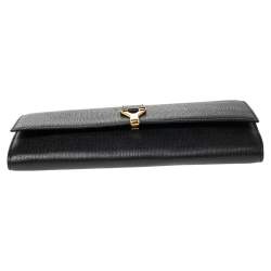 Pre Owned Yves Saint Laurent Black Textured Leather Document Clutch